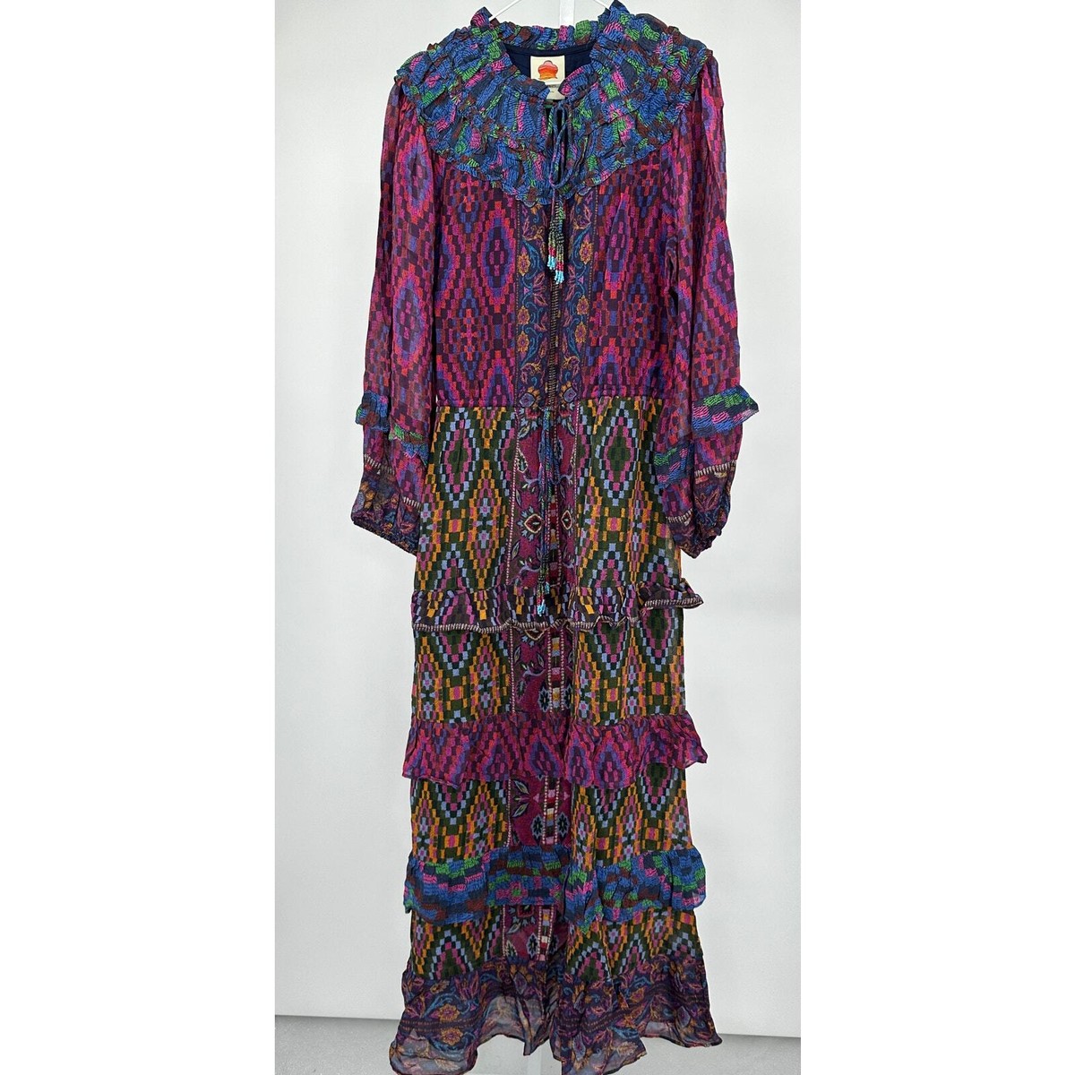 farm rio embroidered scarf dress Farm Rio Linen-Blend Coconut Tree Flow Scarf Dress