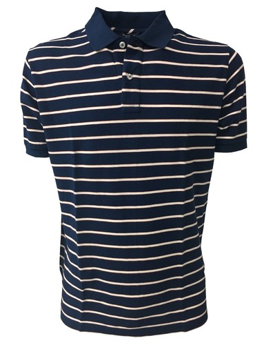 Gransasso Men's Half Sleeve Striped Polo 100% Cotton Made in Italy - Picture 5 of 7