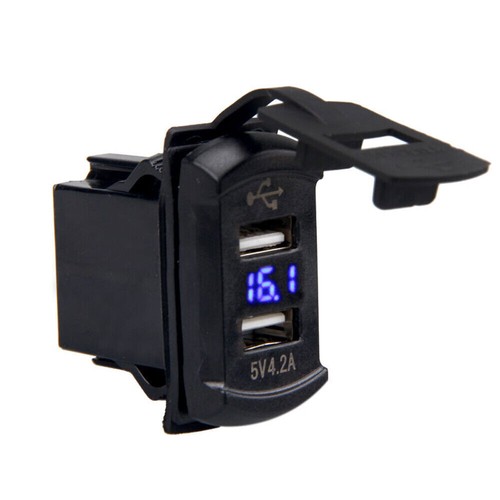 Dual USB Charger Socket LED Voltage Voltmeter Rocker Switch Panel Car Boat 12V - Zdjęcie 10 z 15