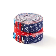 2.5 inch America Patriotic Jelly Roll 100% cotton fabric quilt strips 17 piece