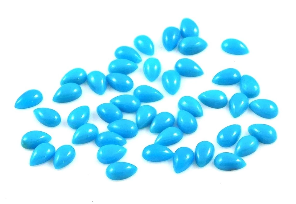 AAA Natural Arizona Turquoise 5x4mm Pear Shape Cabochon Cut Loose Gemstone 20 Pc - Image 3 of 4