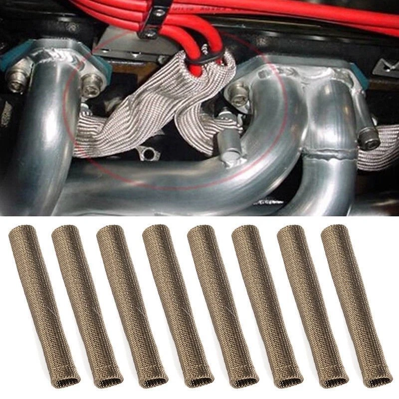 8X 2500° Titanio BUJÍA ALAMBRE BOTAS PROTECTOR TÉRMICO FUNDA SBC BBC 350 Foto 2 de 4