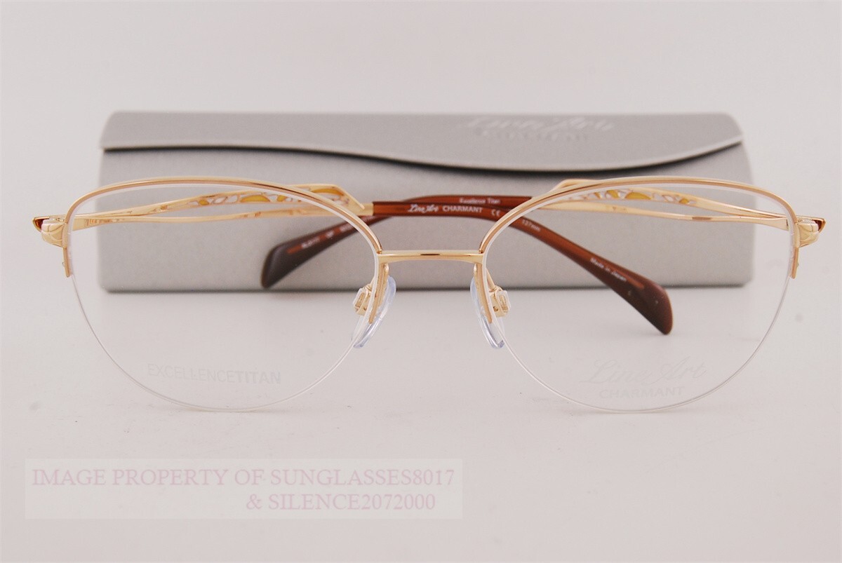 New CHARMANT Eyeglass Frames Titanium Line Art XL 2177 GP Gold
