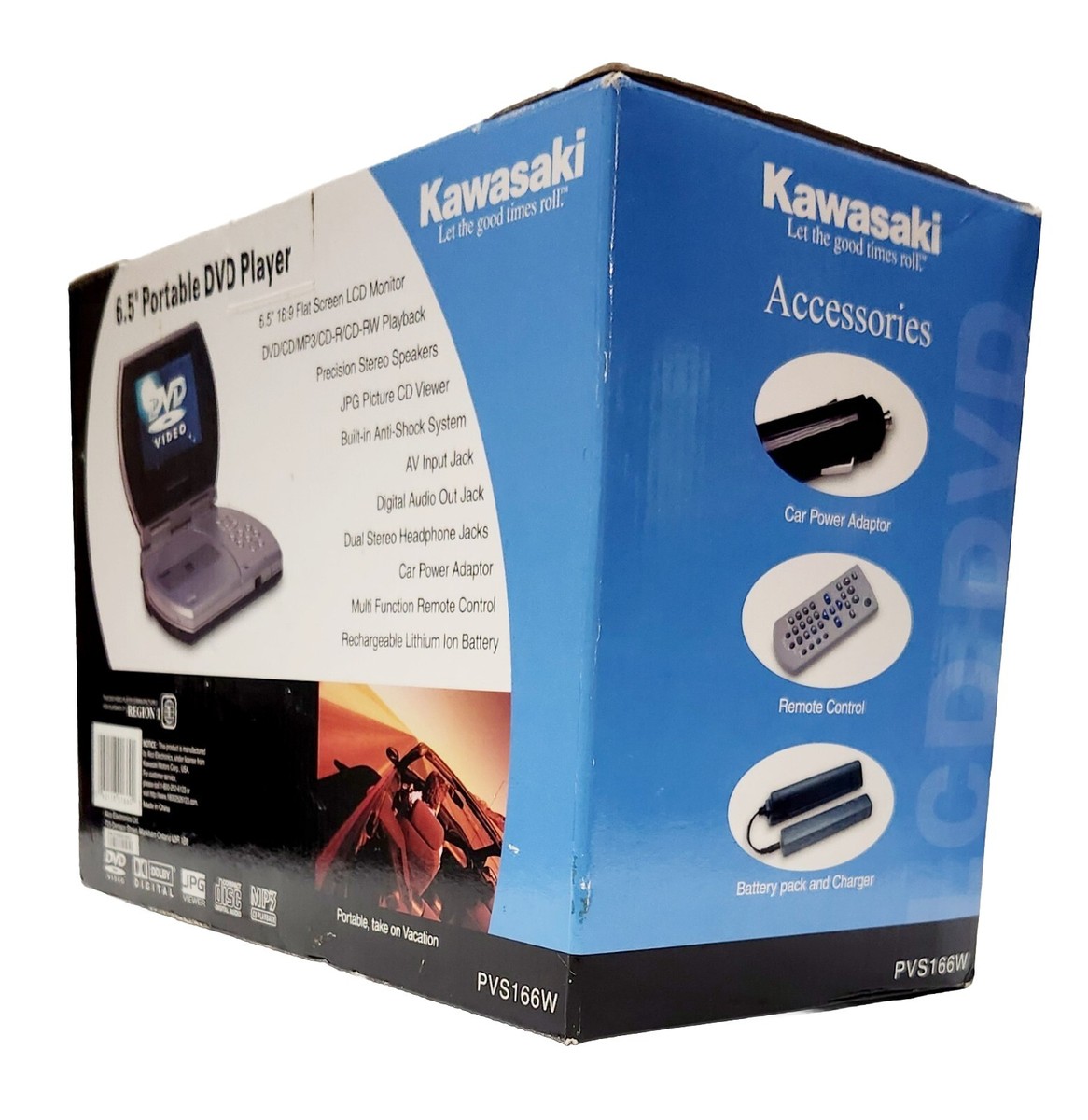 Kawasaki Portable DVD Player DVD/CD/MP3/CD-R/CD-RW Playback Remote