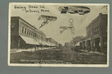Le Sueur MINNESOTA RPPC 1910 MAIN STREET Add ON AIRSHIP Planes nr Henderson 