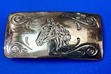 Chambers signed Vintage Horse Head - Ornate flower swirl pattern belt buckle