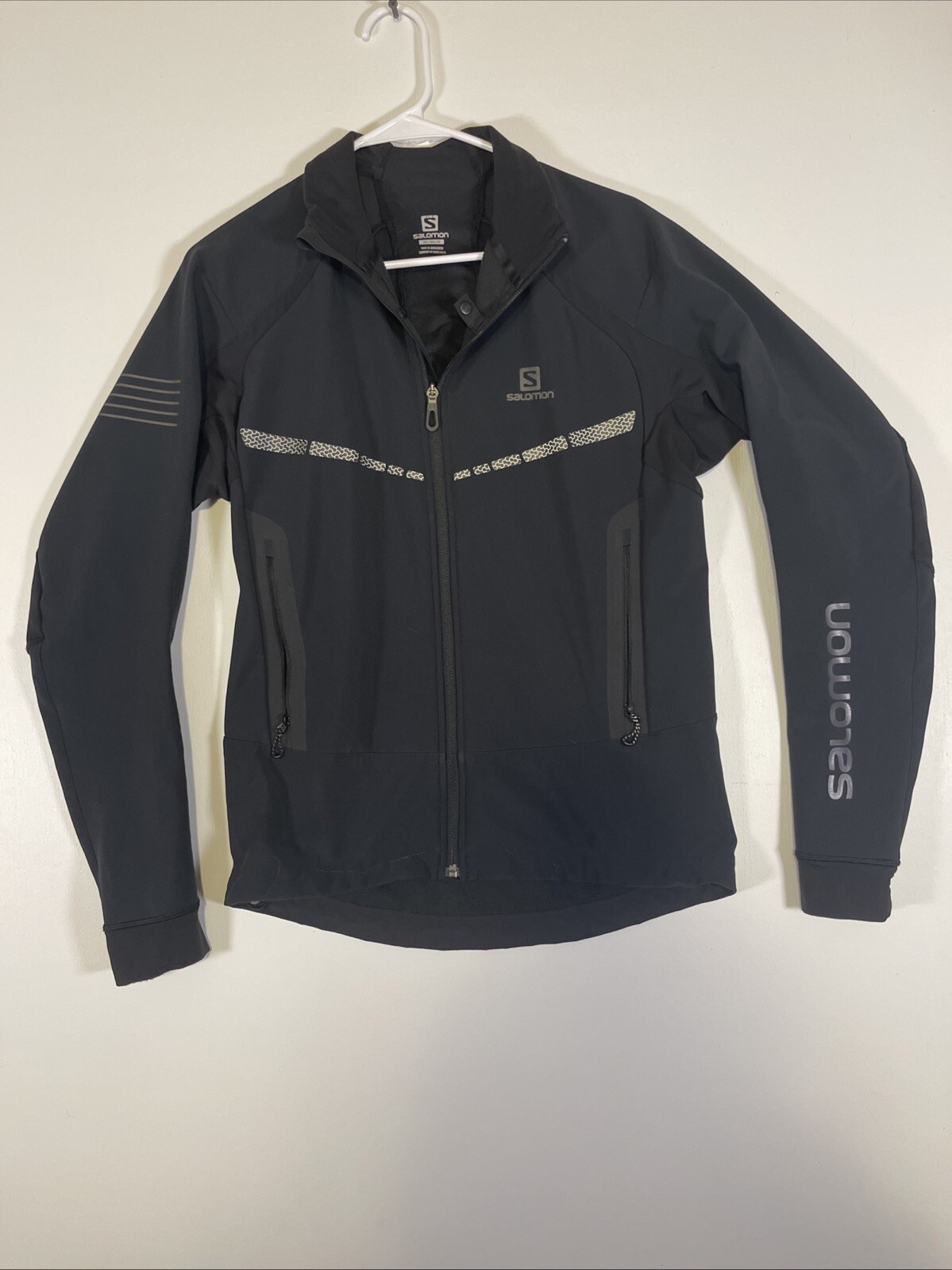 Giacca Salomon RS Warm Soft Shell da uomo taglia media pelle avanzata nera full zip