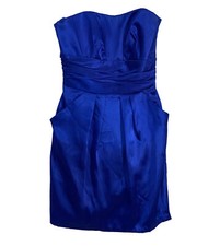 Womens Satin Strapless Dress Royal Blue Size 8 Davids Bridal Pockets Pleated M
