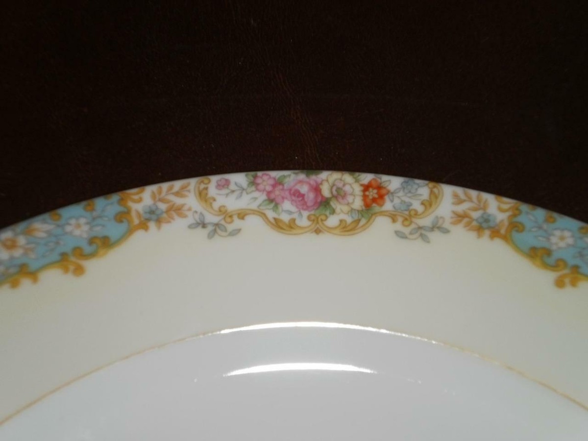 Vintage Noritake N73 c1940 Blue & Yellow Border Multicolor Floral