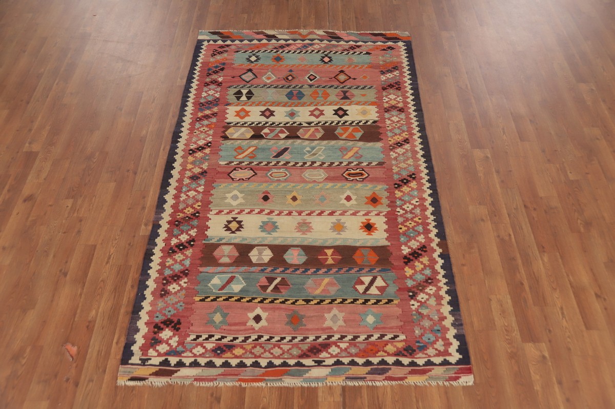 Vintage Nomad Geometric Vegetable Dye Kilim Flat weave Rug