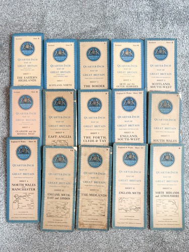 ORDNANCE SURVEY quarter inch maps of England Scotland 4th Edition x 15