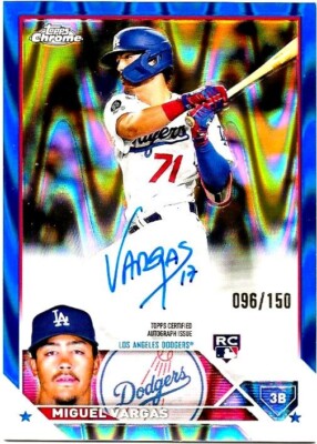 2023 Topps Chrome Miguel Vargas Blue Ray Wave Auto RC #RA-MVA Sn 96/150 Dodgers