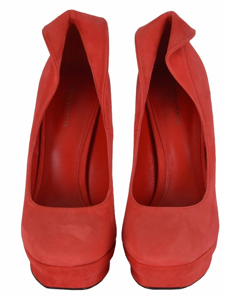 NEW Bottega Veneta Women's $720 Red Suede Platform Heel Pump Shoes 40 - Image 4 of 4