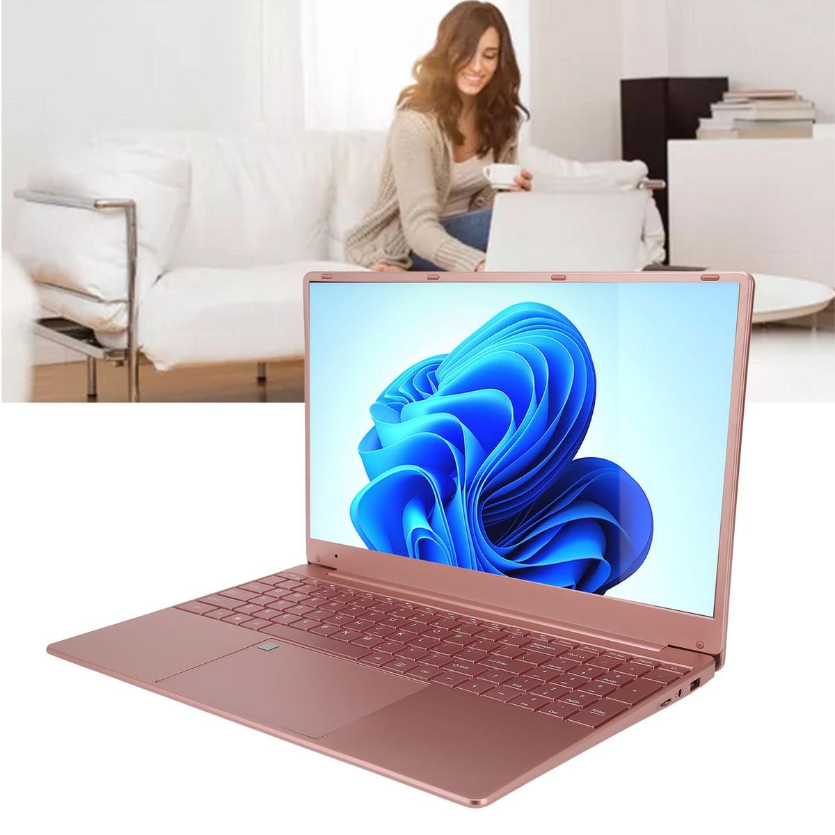 Rose Gold Laptop 15.6 Inch IPS 1920x1080 Quad Core CPU 12GB RAM
