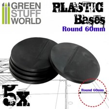 5x Socles Plastiques ROND 60mm Noir - Modelisme Figurines Bases Wargames