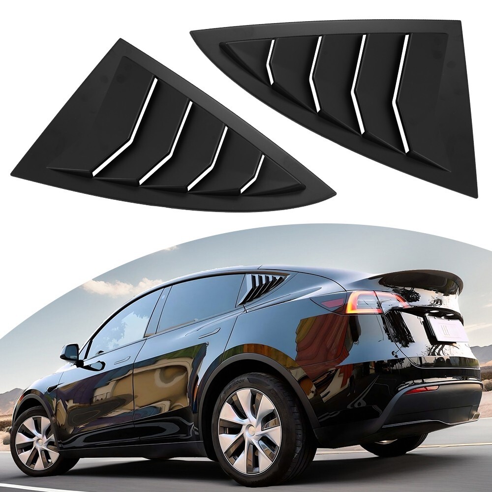 2pcs Matte Black Rear Side Window Louver Sun Cover for 21-24 Tesla Model Y