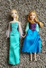 2* 2012 Mattle DISNEY Frozen Elsa & Anna 12" Dolls w/o Shoes