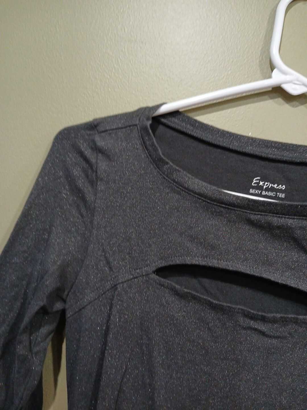 Express Sexy Basic Tee Extra Small Gray Silver Gl… - image 3