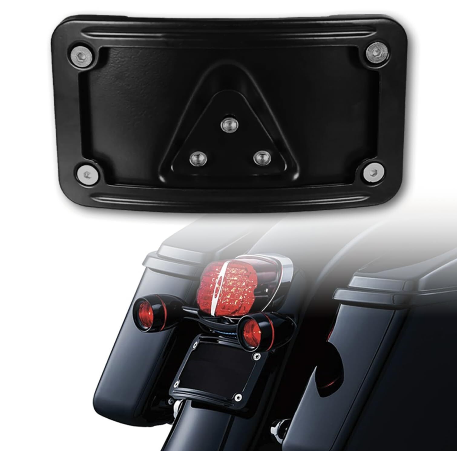 Harley Davidson Chrome Emblem Wings Axcent Accent Bar License Plate Top Frame - Foto 9