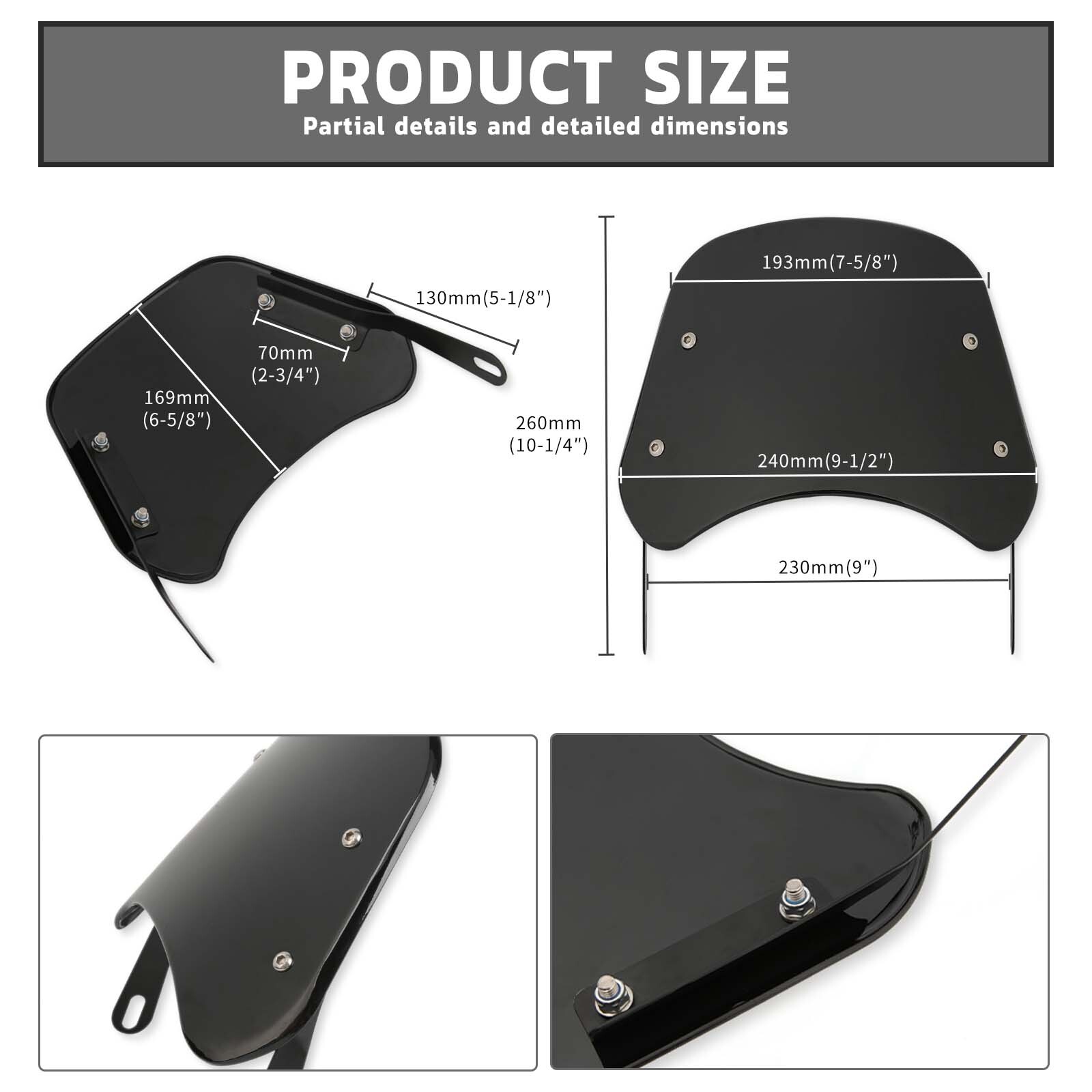 Motorcycle Windshield 5-7'' Headlight Windscreen Wind Deflector for Hunter 350