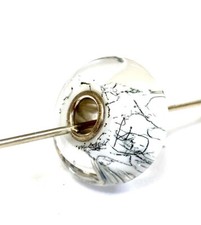 Retired Trollbeads WHITE STEEL TGLBE-10233 LAA 925 Glass Bead