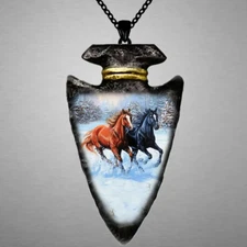 Horse Winter Arrow Head Necklace Native American Jewelry Nature Pendant