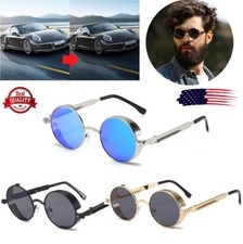 Retro Round Polarized Sunglasses Men Women Vintage Gothic Steampunk Glasses USA