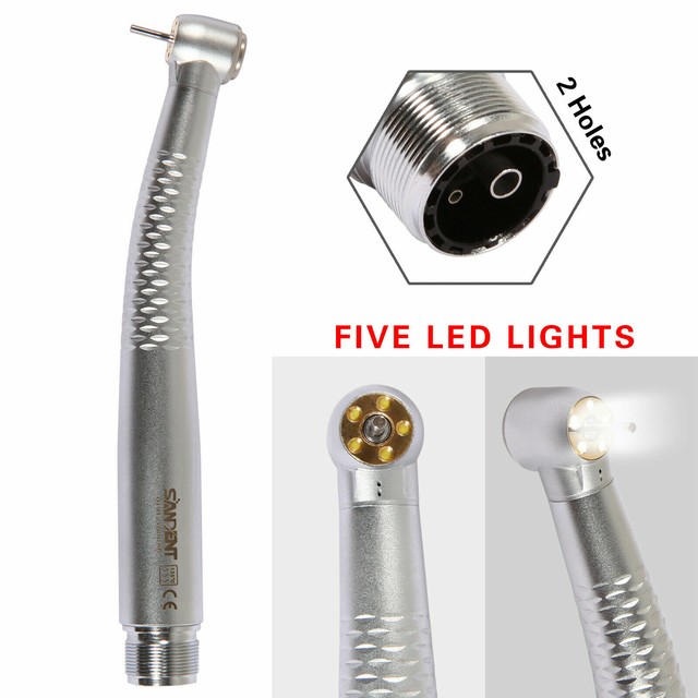 Dental LED High Speed Handpiece 5 Bulbs/Lights 2 Hole Fiber Optic