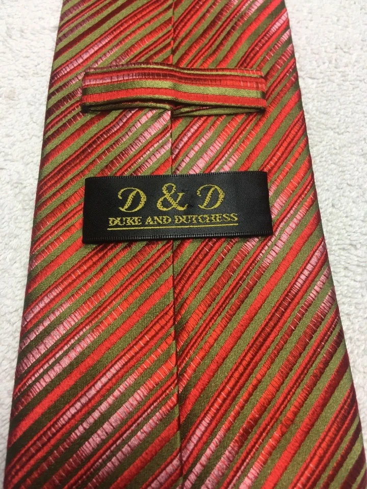DUKE & DUTCHESS CORBATA HOMBRE ROJO ROSA Y VERDE 4 X 61 Foto 4 de 4