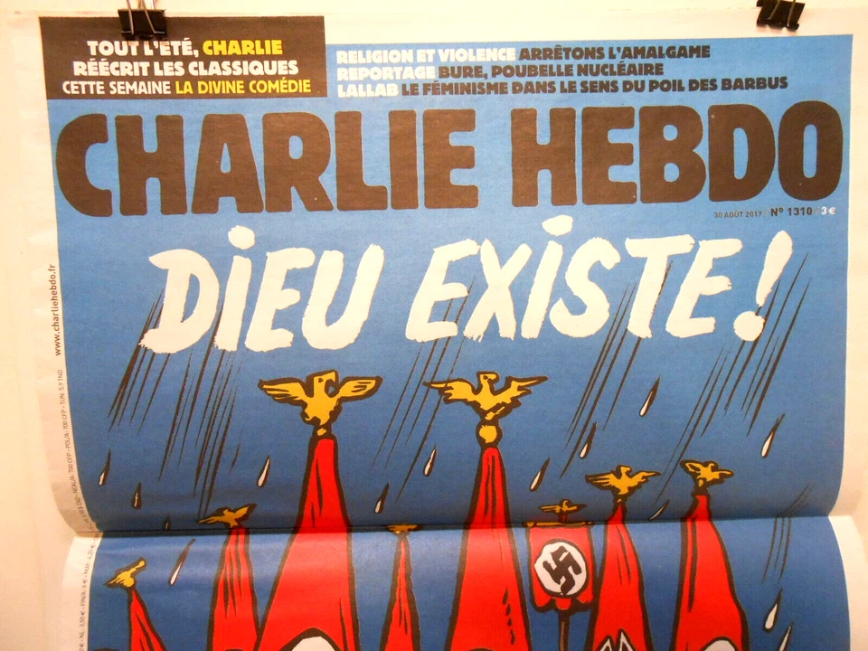 Newspaper Charlie Hebdo  "God Exists! He Drowned All the Neo-Nazis of Texas"2017 - Image 2 of 2