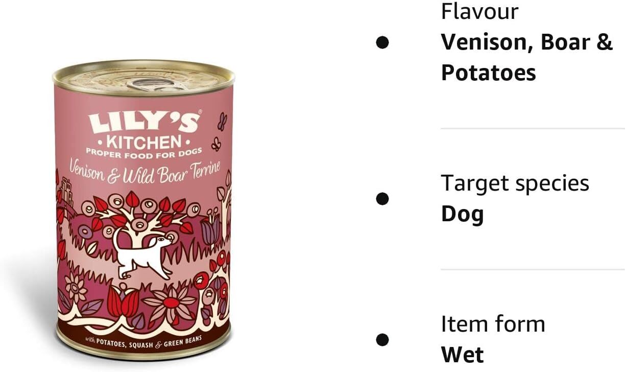 Lily's Kitchen Adult Venison & Wild Boar Terrine Wet Dog Food (6 x 400