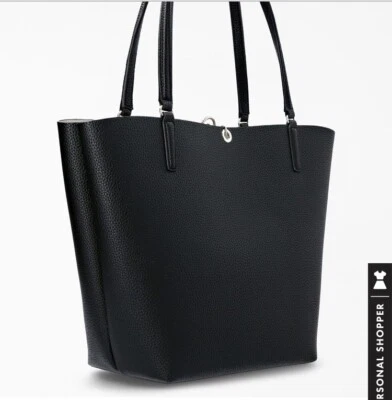 GUESS Sac Noir Facon Cuir Graine NEUF Réversible Blanc Porte Épaule Cabas Tote - Photo 1/3