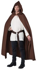 Renaissance Hooded Cloak Peasant Monk Adult Costume - Brown