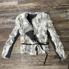 Isabel Marant White And Gray Fur Coat Sz 36