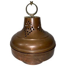Pierced Brass Brazier Mid-East Turkish Moroccan Incense Burner Cooker Vintage