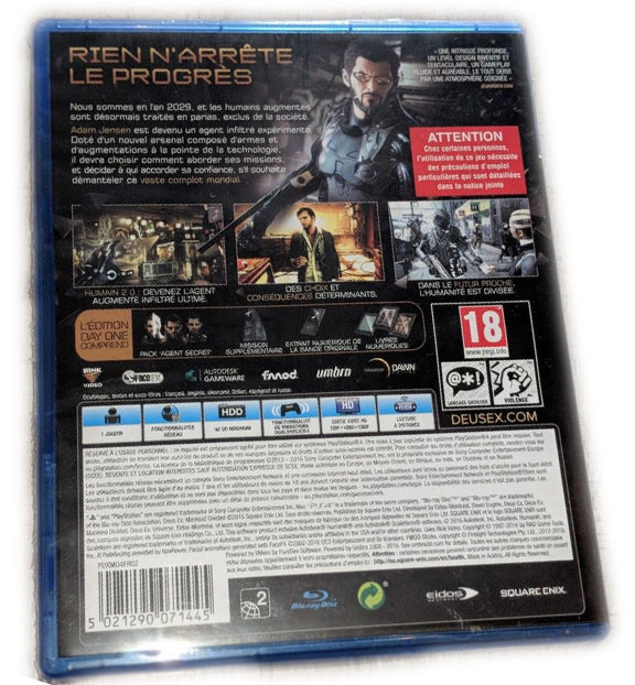 Jeu Deus Ex - PlayStation 4 - Version PAL - Boîte/Manuel Non Inclus - Occasion État Correct