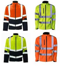 Hi Vis Soft Shell Jacket High Premium Visibility Viz Work Rain Proof Zip Jackets