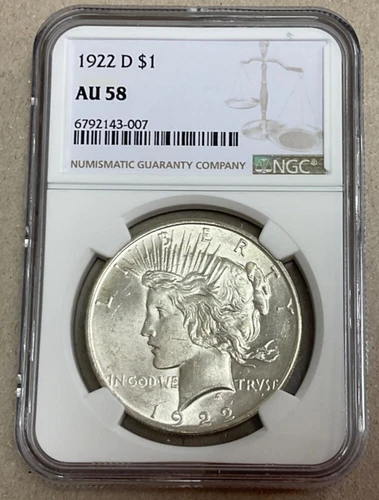 1922-D Peace Silver Dollar NGC AU58.