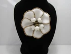 Vintage Trifari Crown White Milk Glass Poured Flower Camelia Alfred Philippe Pin