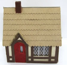 Hand-Built Balsam Wood and Cardboard 1 1/2 Story Tudor House. 6' X 5".