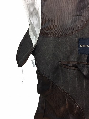 Banana Republic Men 44L Brown Striped Polyester Blend Two Piece Suit Pants 35x32 - Picture 19 of 19