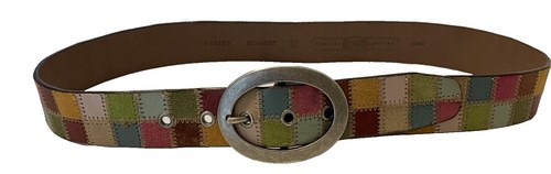 Vintage FOSSIL Patchwork Multicolor Leather Womens Belt Sz M  display picture 1