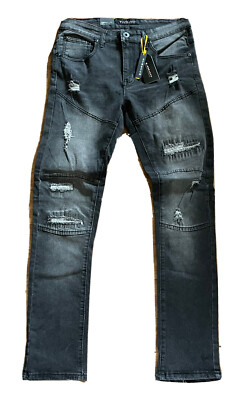 M Society Distressed stretch Skinny Black biker rockstar Jeans New 28 X 30 