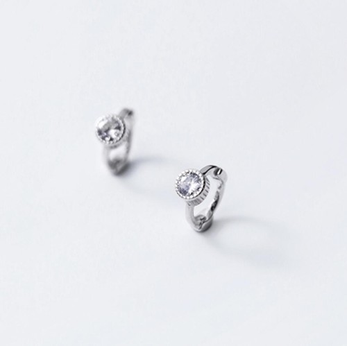 Orecchini Piccoli Huggie Cerchio Minimalisti Rotondi Zirconia Argento Sterling 925 A1472 - Foto 4 di 7