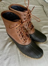 L.L. Bean Men's Insulated Thinsulate Leather Duck Boots 8" Rubber Sole Size 10M