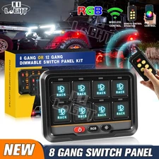 For Jeep Light Switch Colight RGB 8 Gang Switch Panel Set Remote Control On-Off