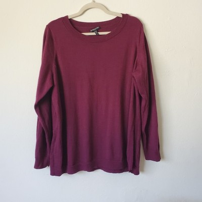 Eileen Fisher 2X Purple 100% Merino Wool Crew Neck Sweater