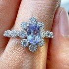 925 Sterling Silver Ring 6x4mm Natural Tanzanite Gemstone Zircon Flower Handmade — photo 4