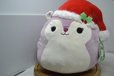 Squishmallows Plush Allina The Pink Squirrel 14" w/ Santa Hat Stuffed Toy Animal