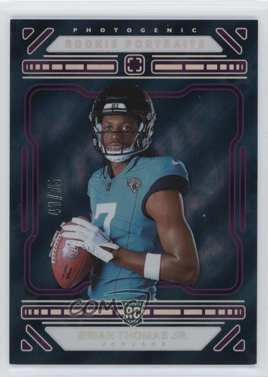 2024 Panini Photogenic Portrait Purple 41/75 Brian Thomas Jr #158 Rookie RC 4z8